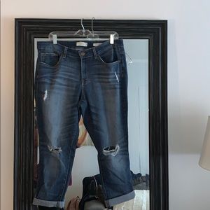 Distressed girlfriend jeans